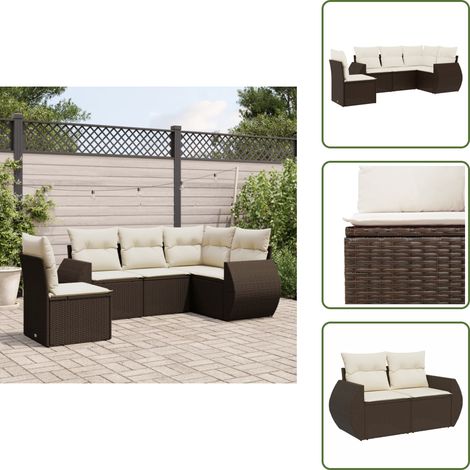 vidaXL Salon de jardin avec coussins 5 pcs marron résine tressée (1/5)