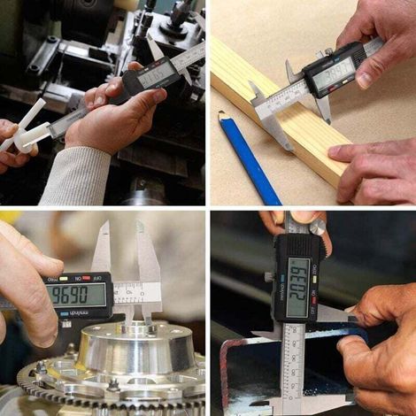 Digital Caliper, 150mm Stainless Steel, Large LCD Screen, Adjustable Accuracy 0.01mm, mm/inch Conversion, Splash Resistant, Household and Industrial Measurement (1/4)