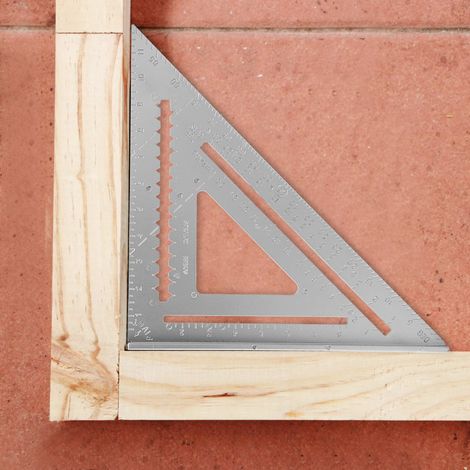 Règle triangulaire rectangulaire de 12 pouces, acier inoxydable, aluminium blanc, rapporteur d'angle pour le travail du bois, outil de mesure (profilé en aluminium) (1/5)