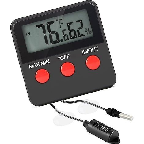 Thermomètre-hygromètre pour reptiles, capteur d'humidité et de température, instrument numérique adapté aux terrariums, incubateurs et récipients en verre, instrument industriel avec affichage.