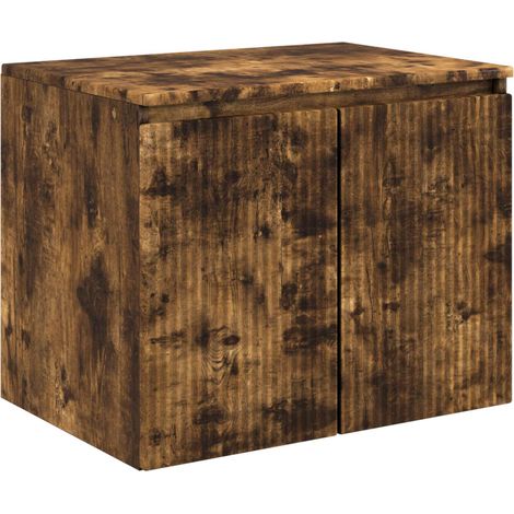 Mueble de baño montado en la pared Roble Ahumado vidaXL