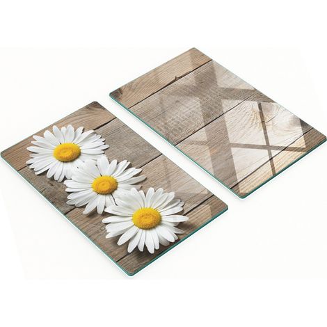 Juego de dos tablas de cocina de cristal Daisy Wood de 2x30x52 cm.
