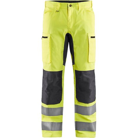 Pantalon de travail haute visibilité stretch artisan 1585 - Jaune fluo/Gris moyen XS - FR(38) - SE(C44) - Longues