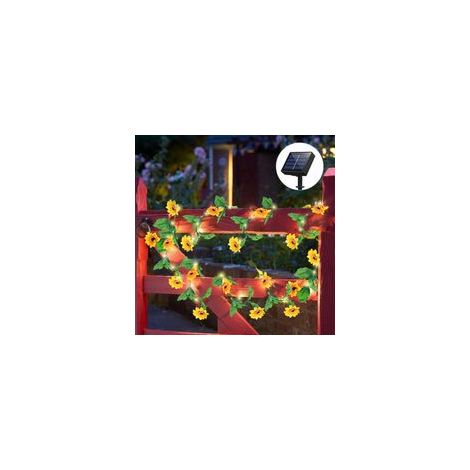 5 Meter lange Solar-Lichterkette, 50 LEDs, ideal für den Außenbereich, künstliche Sonnenblume, 8 Beleuchtungsmodi, wasserdicht, perfekt zur Dekoration von Garten, Balkon und Innenräumen. (1/5)