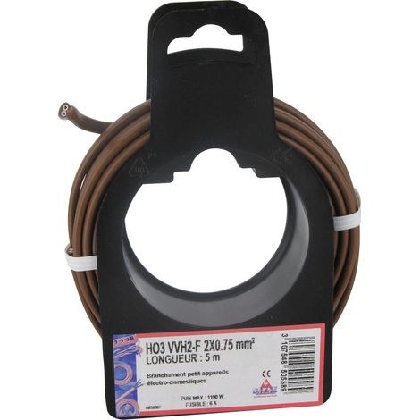 Elektrisches Kabel H03VVH 2-f oval 2 x 0,75 mm² 5 Braun