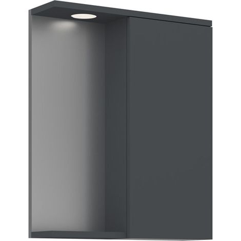 Mobile da bagno con specchio "Purus 55" - 56 x 18 x 68 cm - Antracite opaco (1/3)