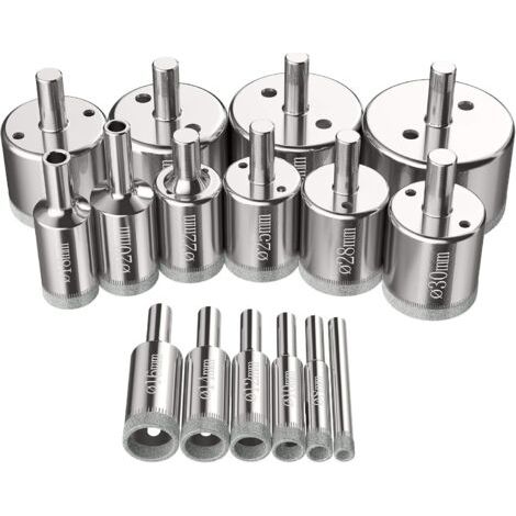 Scies-cloches 16 pcs, Foret Diamant Scie Cloche 6-50 mm Outils de perçage en verre trous scies kit pour acier au carbone, perceuse en verre, céramique, porcelaine, carrelage, marbre