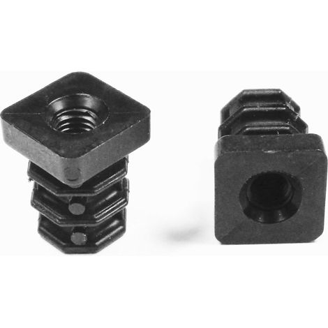 Ajile - Embout Polyamide Carré pour Tube 20 x 20 mm épaisseur 1,0 à 2,0 mm - Fileté diam. 8 mm (M8)
