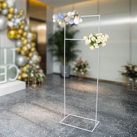 53 x 32 x 155 cm Arche de mariage avec socles, montage facile Arche de jardin en métal pour mariages, quinceañeras, fêtes et événements décoratifs (blanc) (1/5)