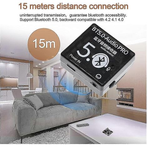 Récepteur BT5.0 + Boîtier de rangement + Câble audio AUX 3,5 mm pour décodeur MP3 Bluetooth, haut-parleurs de voiture et amplificateur audio (1/5)