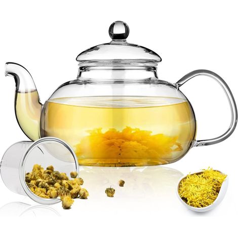 Théière ronde pour infuseur de théière de tous les jours 1L, Résistant à la chaleur (1/5)