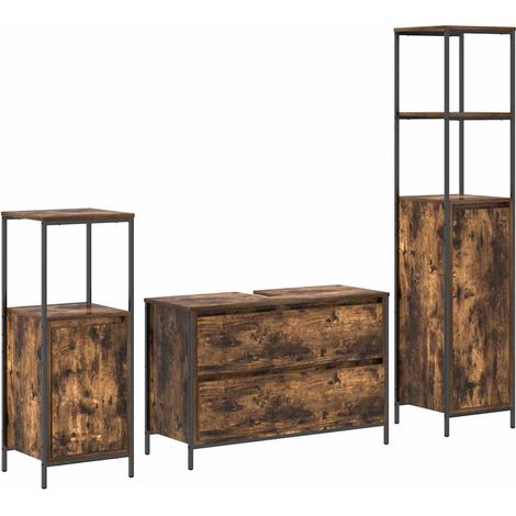 Maison Exclusive - Set di mobili per il bagno 3 pcs Rovere fumé Legno multistrato