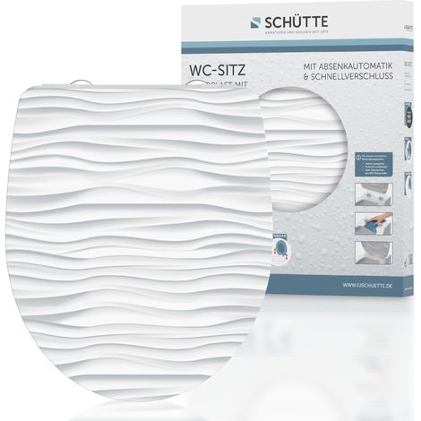 SCHÜTTE WC-Sitz aus Duroplast mit Absenkautomatik und Schnellverschluss Toilettendeckel mit Motiv Klodeckel Wellen Grafisch 82584 (1/5)
