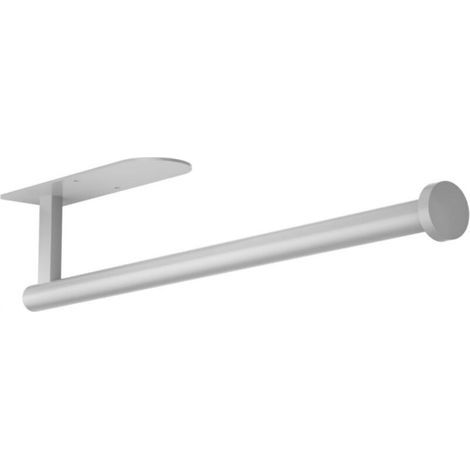 Porte-papier toilette en acier inoxydable blanc longueur 34 cm salle de bain cuisine support mural peut être collé au mur sans perçage, 1 pièce (1/4)
