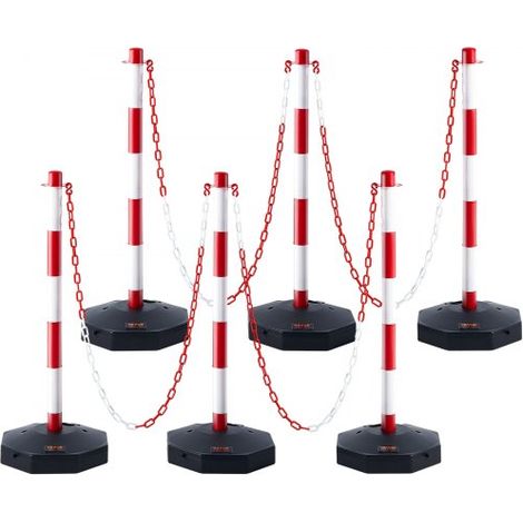 Verkehrshütchen Verkehr Absperrpfosten 6 Stk. 285 x 285 mm Warnkegel Verkehrsleitkegel Warnleitkegel mit Kett, Leitpfostenkegel Straßensperrpfosten Rot & Weiß Wasser- und Sandeinspritzung (1/5)