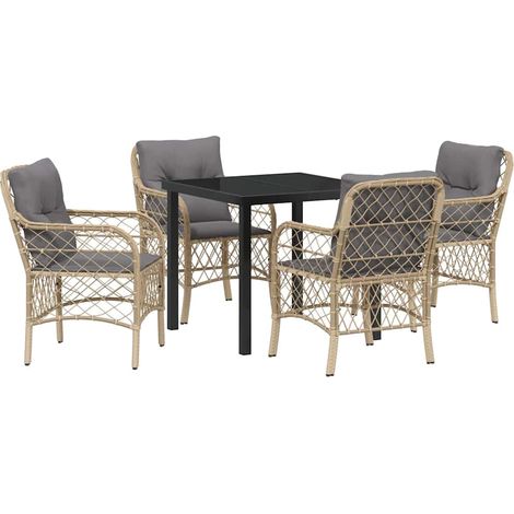 Maison Exclusive - Conjunto de Comedor de Jardín 5 uds. Beige rat (1/5)