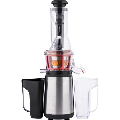 Licuadora para Frutas y Verduras de Prensado en Frío, Extractor de Jugos, Multifunciones, Boquilla Extra Grande, 1 Litro, 60 RPM, 400 W, Libre de BPA, Acero Inoxidable, Gris. HKoenigGSX22