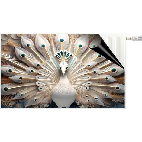 Tapis de radiateur magnétique décoratif Cache-radiateur Paon Blanc (1/5)
