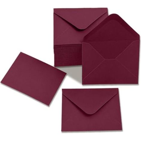 Irovami Lot de 100 mini enveloppes rouges bordeaux pour cartes cadeaux - Élégantes petites enveloppes pour mariages, cadeaux d'invités, papeterie de fêtes (1/5)