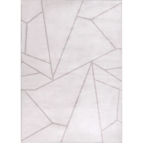 Alfombra elegante 160 x 230 cm de tela motivo geométrico sala de estar dormitorio apto para calefacción por suelo radiante base antideslizante beige claro Posof