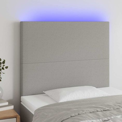 vidaXL Cabecero con luces LED tela gris claro 80x5x118/128 cm (1/5)