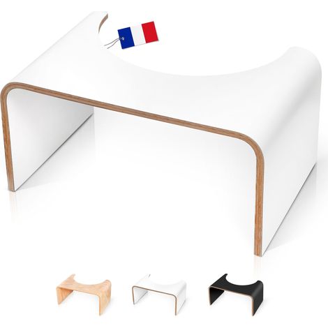 Tabouret de Toilette Physiologique en Bois Blanc - Fabriqué en France - Marche Pied WC pour Adulte - Petit Banc Repose Pied pour Adopter la Position Squatty Anti Constipation (1/5)