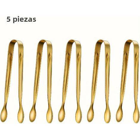 5 elegante goldene Mini-Servierzangen aus Edelstahl für Vorspeisen und Snacks bei Hochzeiten und Partys, z. B. für Charcuterie-Tacos (1/5)