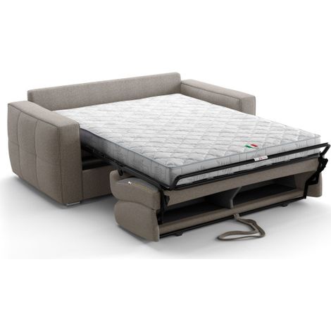 Canapé convertible express - 3 places - SQUARE - Tissu Beige - 200 x 105 x 90 cm (1/5)