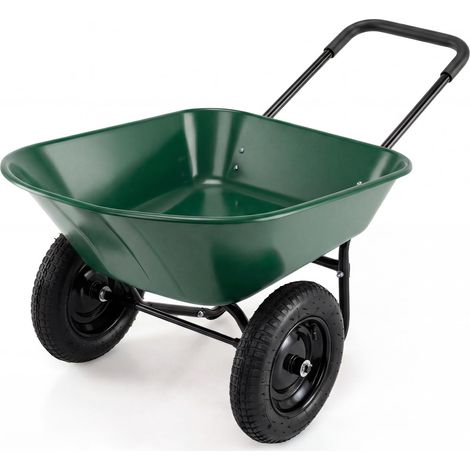Brouette de Jardin à 2 Roues, 78 l, avec Fonction basculante, Cadre en métal, capacité de Charge de 100 kg, brouette de Jardin, brouette de Transport pour Jardin et Cour (Vert) (1/5)