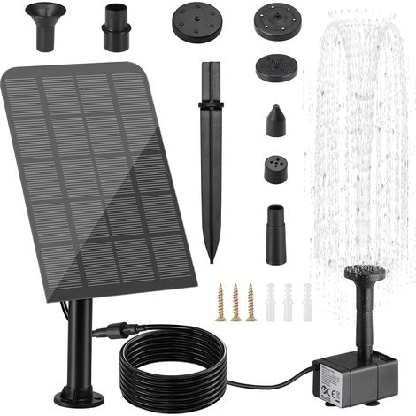 1 Pompe à Eau Solaire, 5 Buses, Câble 3,25 m, Panneau Rotatif, Pour Bassin, Jardin, Aquarium (1/5)