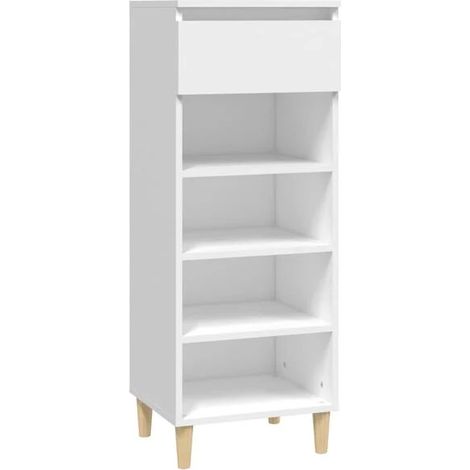 Meuble à chaussures blanc, 40x36x105 cm, en bois composite. (1/5)