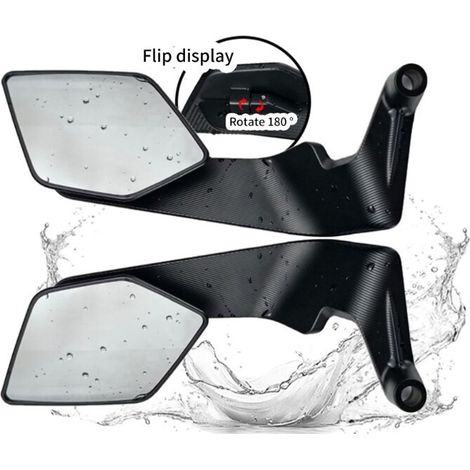 Motorcycle rearview mirror modification: new blade mirror upgrade, aluminum alloy, wide field of view, rotatable wing mirror. (1/4)