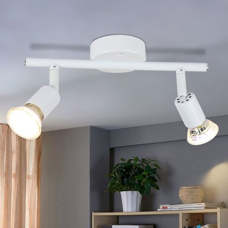 GBLY Plafonnier LED 2 Spots de plafond blanc orientable GU10 - Spots de plafond 2 ampoule Appliques murales Plafonnier de salle de bain Cuisine Couloir Chambre Ampoules incluses