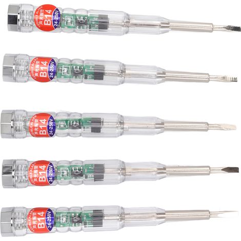 Stylo testeur électrique 5 pièces, détecteur de tension multifonction compact pour maison, avec lumière LED couleur, format poche (1/5)