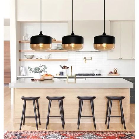 3pcs Moderne Lustre Industrielle,Lampe Suspension Vintage en Verre Style Edison pour Salon Chambre,25x23cm (1/4)