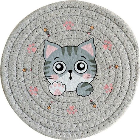Set de table à motif chat mignon, résistant à la chaleur, antidérapant et isolant, protégeant des brûlures, des rayures et des taches. Décoration pour la maison et la cuisine. (1/5)