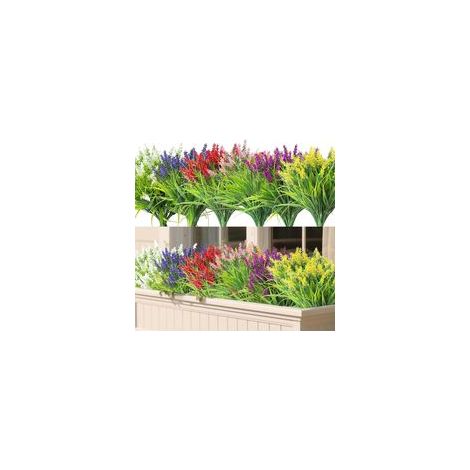 12 Bundles Fleur Artificielle Exterieur Fausse Lavande Plantes Décoration Artificielles D'extérieur Plantes de Balcon pour Les Jardins Intérieurs,La Décoration Florale de Balcon etc