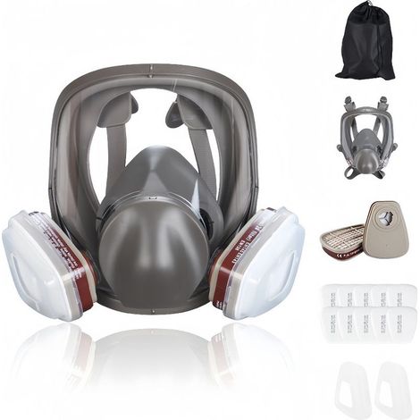 Masque intégral, masque à gaz, masque anti-poussière pour travaux de peinture, masque à gaz pour pesticides chimiques, respirateur pour travaux de décoration et de polissage, masque fonctionnel (1/4)