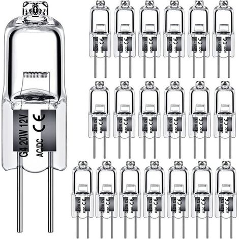 Ampoules halogènes G4 20W 12V Type 2 broches de remplacement de la base pour le paysage sous le meuble Puck Light Track Lighting Dimmable (10Pack)
