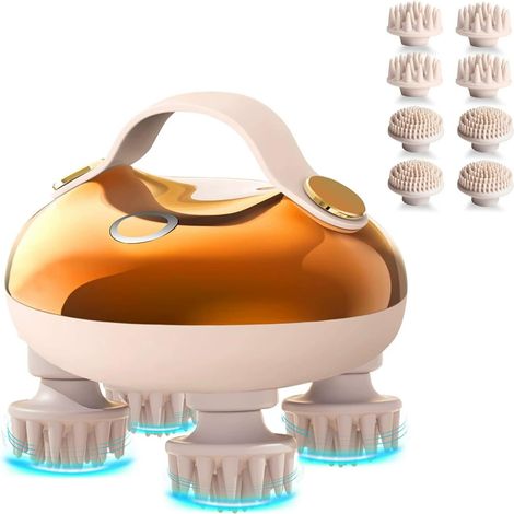 Appareil de massage de la tête avec 3 modes de pétrissage–Appareil de massage de la tête étanche IPX7 avec 8 picots pour un nettoyage en profondeur,appareil de massage corporel pour soulager le stress (1/5)