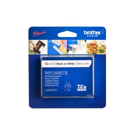 Brother TZe-231S2 - Negro sobre blanco - Rollo (1,2 cm x 4 m) 1 cinta(s) tipo laminado - para Brother PT-D210, D600, H110, P-Touch PT-1880, E800, H110