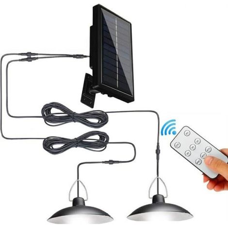 Lustre Suspension solaire à LED intérieure extérieure avec ampoule de ligne, double tête, lumière chaude