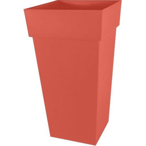 Pot de fleur Carré XXL - EDA - Toscane - 43 cm - 98 L - Intérieur / Extérieur - 43,3 x 43,3 x H. 80 cm - Orange Terre Battue