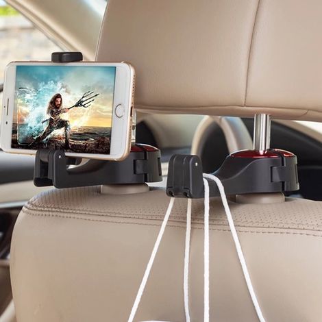 Soporte para teléfono - asiento de coche - smartphone - en la parte trasera - viendo películas - asiento trasero - asiento de coche - gancho - teléfono - sujetador (1/3)
