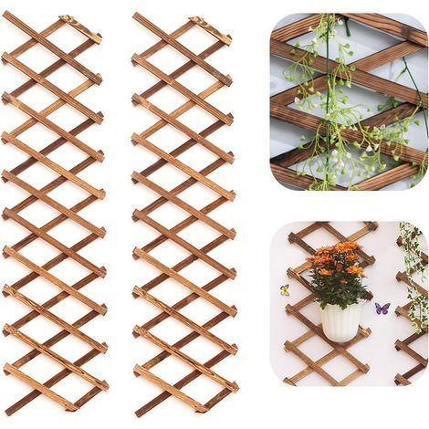 Lot de 2 Treillis Jardin en Bois pour Plantes Grimpantes - Cadre Suspendu Extra Épais et Extensible pour Plantes - Support Idéal pour Plantes, Fleurs, Légumes de Jardin ou Potager (200 X 30 cm (1/5)