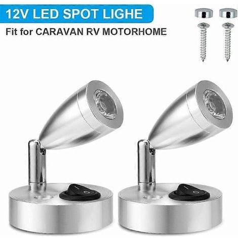 Lampe de lecture LED 12V avec interrupteur réglable et lumière chaude pour camping-car, fourgonnette ou bateau (2 pièces) (1/5)