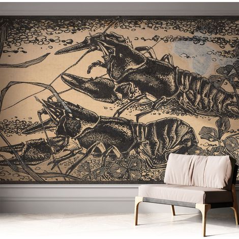Papier peint autocollant avec imprimé pour décoration intérieure pour rénovation a motif Écrevisses 312x219 cm (1/5)