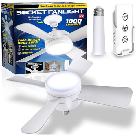 Plafonnier LED avec Télécommande Intelligente, Ventilateur de Plafond, Ampoule, 30W, 1000Lm, 5000K, pour Chambre à Coucher, Salon (1/3)