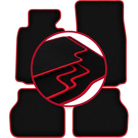 Alfombrillas de terciopelo con borde rojo para BMW 5 E39 berlina, familiar, touring (1996-2004) (1/5)
