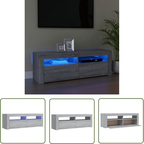 The Living Store Meuble TV avec lumières LED sonoma gris 120x35x40 cm - Meubles Tv - Meuble Tv - Télévision - Unité Tv - Support Tv (1/5)